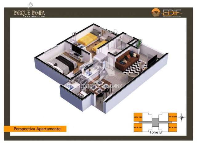 Apartamento com 2 quartos à venda no Interlagos, Caxias do Sul , 45 m2 por R$ 253.000