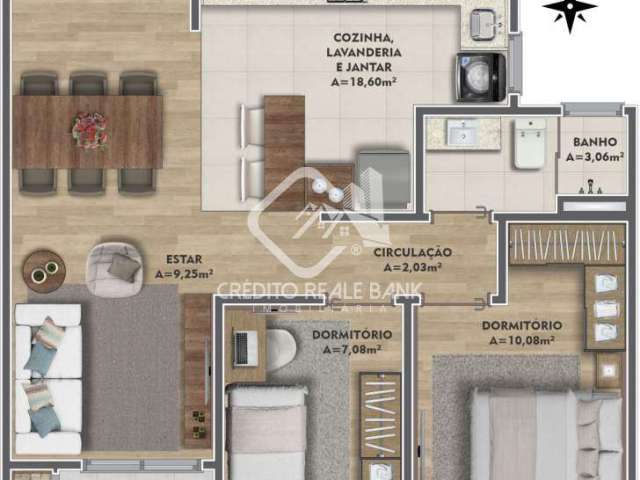 Apartamento com 2 quartos à venda no Kayser, Caxias do Sul , 56 m2 por R$ 262.429