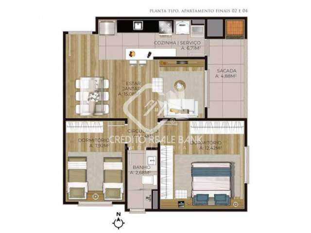 Apartamento com 3 quartos à venda na Vila Verde, Caxias do Sul , 67 m2 por R$ 349.990