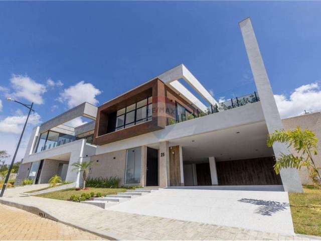 Casa nova 4 suítes, com 410m², perto de tudo e no condomínio fechado Aero Ville, em Juiz de Fora/MG.