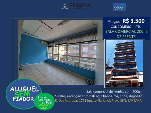 Sala comercial no centro, recepção, 5 salas,  com 200m²