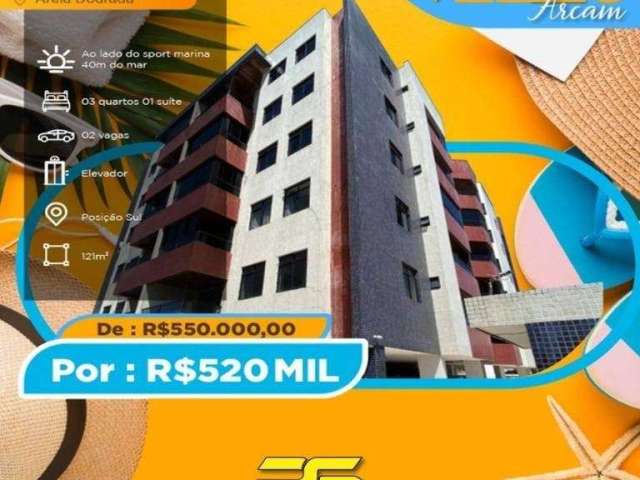 Apartamento com 3 dormitórios à venda, 121 m² por r$ 520.000,00 - areia dourada - cabedelo/pb para | Areia Dourada, Cabedelo, Paraíba