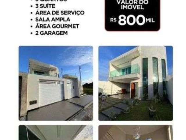 Casa à venda em rua pública, 200m², 3 quartos, 4 banheiros, 2 vagas, Barra dos Coqueiros, SE