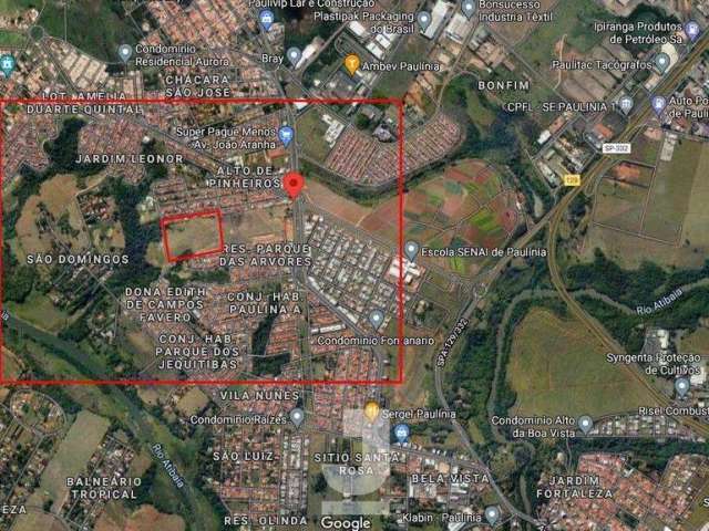 Área de 17.000 metros quadrados à venda no bairro Alto de Pinheiros em Paulínia.