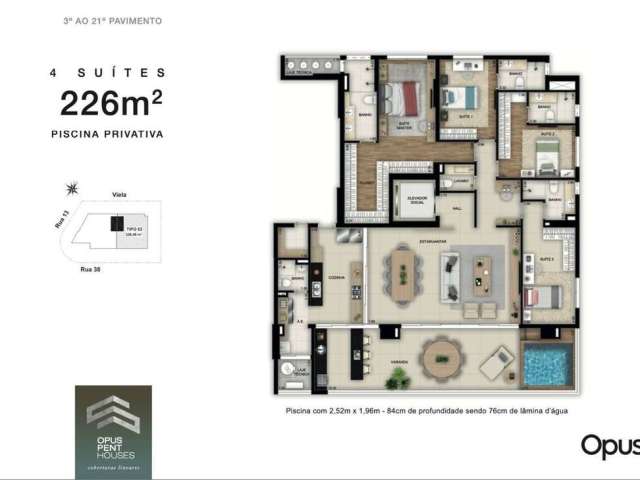 Apartamentos com 04 suítes plenas no Opus Penthouses Setor Marista