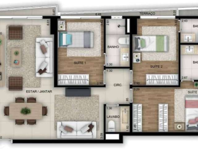 Apartamento com 03 suítes plenas andar alto no Opus gyro