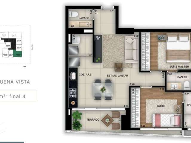 Apartamento no Opus gyro vaca brava com 02 suítes Plenas.