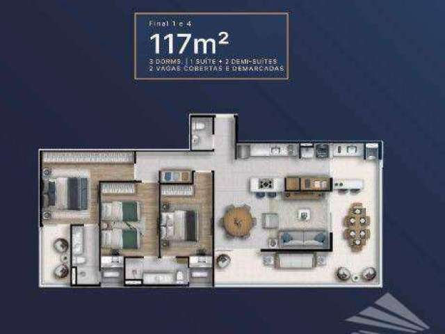 Apartamento com 3 dormitórios à venda, 117 m² - Jardim das Nações - Taubaté/SP