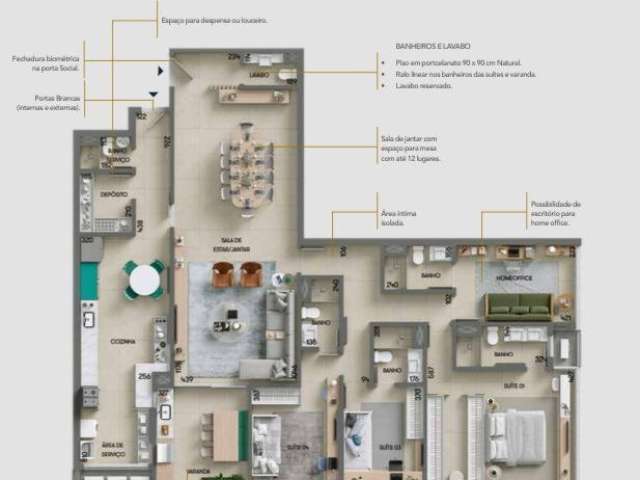 Lindo Apartamento 210 m² 4 suítes acabamento prêmio Noroeste Brasília-DF