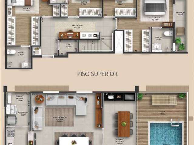 247,2mil entrada - cobertura duplex 4 suites piscina privativa 3 vagas alto padrao fino acabamento