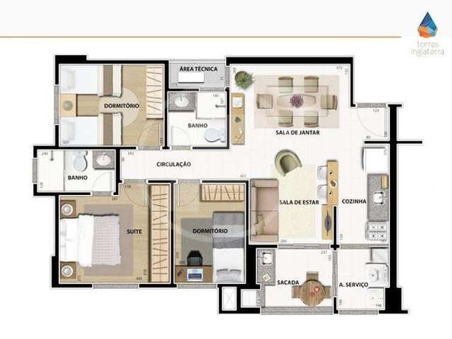 Apartamento com 3 Quarto(s) e 2 banheiro(s) para Alugar, 128.38 m² por R$ 2500 / Mês