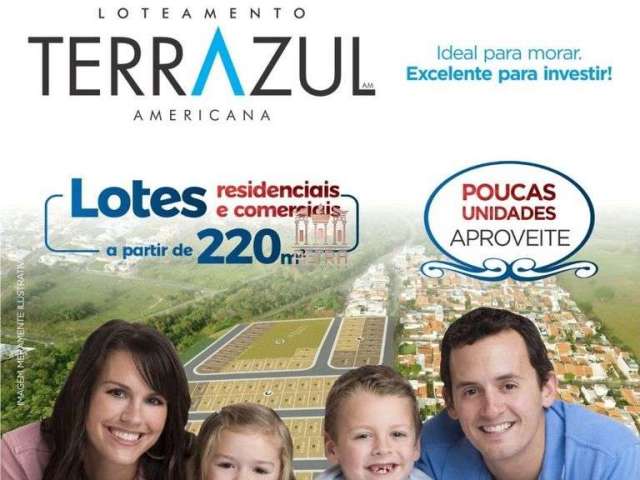 Terreno à venda, 220 m² por R$ 220.000,00 - Terrazul Americana - Americana/SP