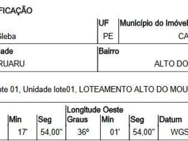 Oportunidade Única em CARUARU - PE | Tipo: Gleba | Negociação: Venda Online  | Situação: Imóvel