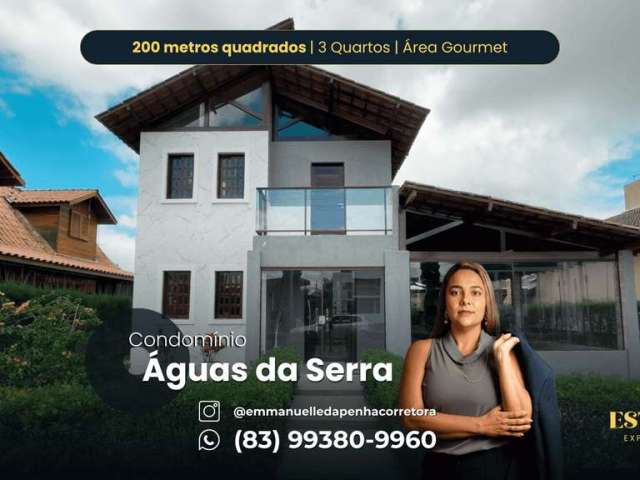 CONDOMÍNO ÁGUAS DA SERRA | Casa à venda com 200m², 3 suítes e espaço Gourmet. Bananeiras/PB