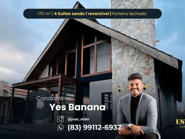 CONDOMÍNIO YES BANANA | Casa à venda com 4 suítes, espaço Gourmet e Área verde. Bananeiras/PB