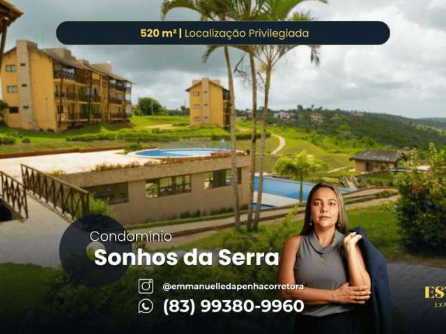 CONDOMÍNIO SONHOS DA SERRA | Terreno à venda com 520m² e localização privilegiada. Bananeiras/PB