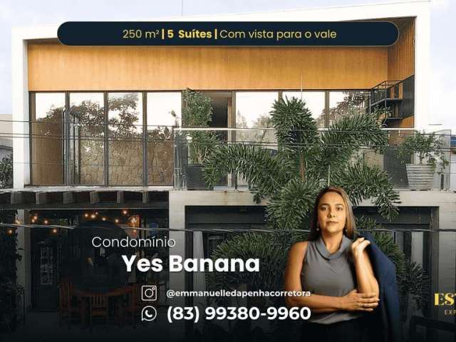 CONDOMÍNIO YES BANANA | Casa á venda com 250m² 5 suítes e vista para o vale. Bananeiras/PB