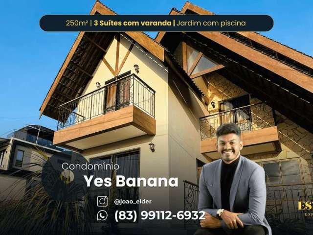 CONDOMÍNIO YES BANANA | Casa à venda com 4 dormitórios sendo 3 suítes, gourmet e jardim com piscina