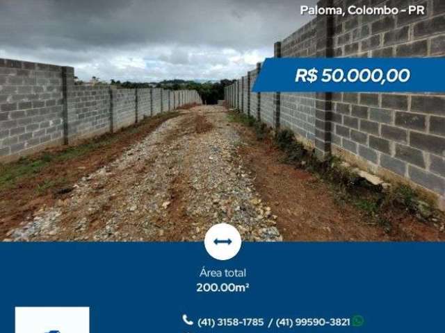 Lotes para venda tem 200 metros quadrados em Paloma - Colombo - PR