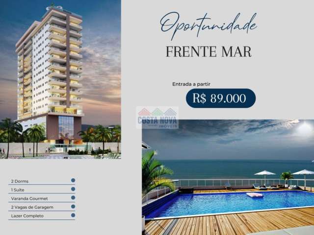 Apartamento de 2 dormitórios frente mar no Jd. Imperador