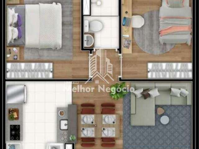 CÓD:3RAP4088 - Apartamento à venda, 02 Quartos, 01 Banheiro - Pompéia, Piracicaba, SP