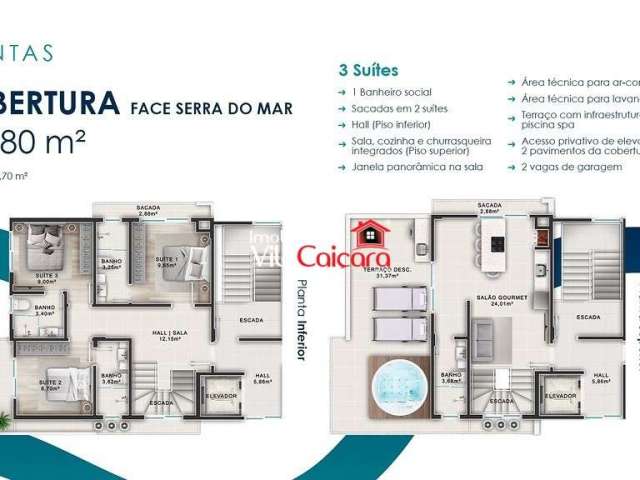 Cobertura duplex na faixa mar com 3 suites