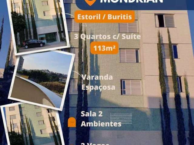 Apartamento 3 Quartos c/ Varanda  no  Residencial Mondrian – Estoril/Buriti