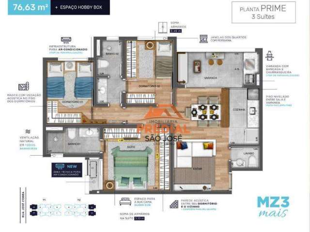 Parque industrial/sjc - next home 3 suites lançamento mvituzzo