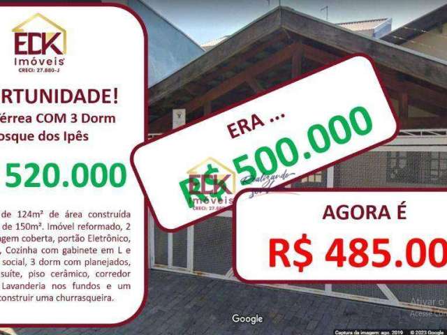 Casa com 3 dormitórios à venda, 124 m² por R$ 485.000,00 - Residencial Bosque dos Ipês - São José dos Campos/SP