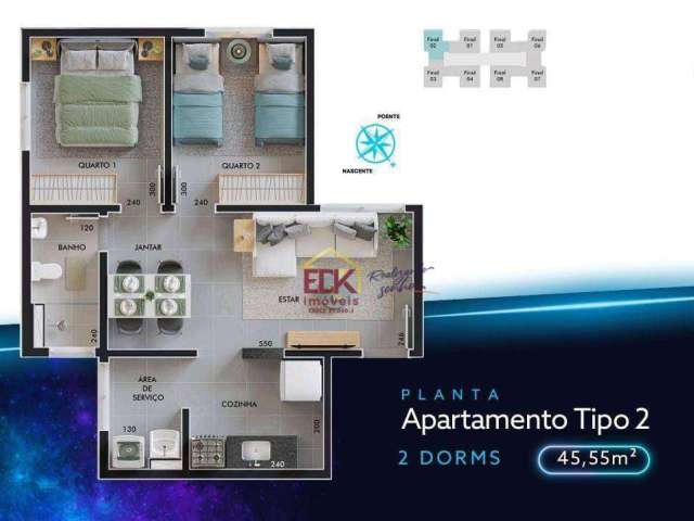 Lançamento Edifício de Apartamentos - Lunar Residence - São José dos Campos - 2  Dormitórios