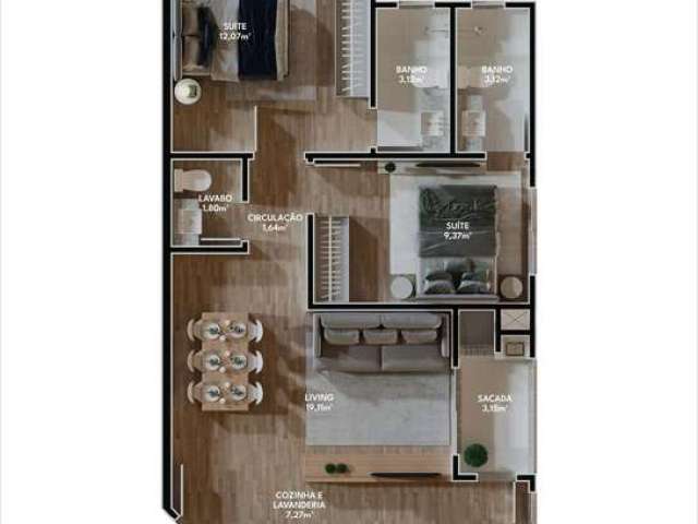 Apartamento com terraço em construção, com 02 suítes à venda - Jardim Late Clube, Balneário Cambori