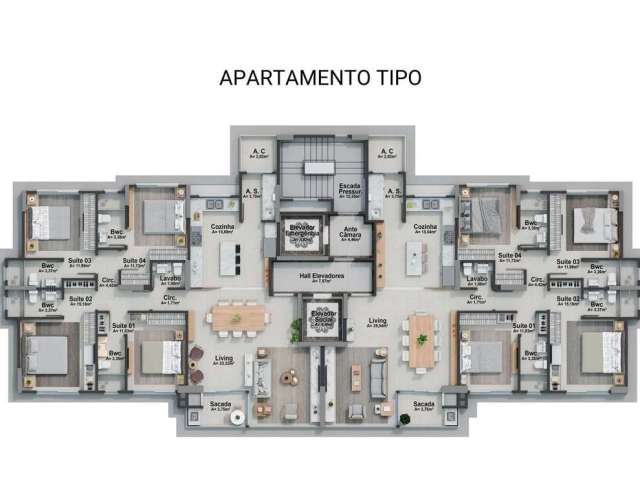 Apartamento novo com 04 suítes à venda, Pioneiros, Balneário Camboriú