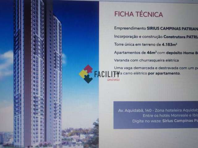 Apartamento com 1 quarto à venda na Avenida Aquidaban, 280, Vila Lídia, Campinas, 46 m2 por R$ 490.000