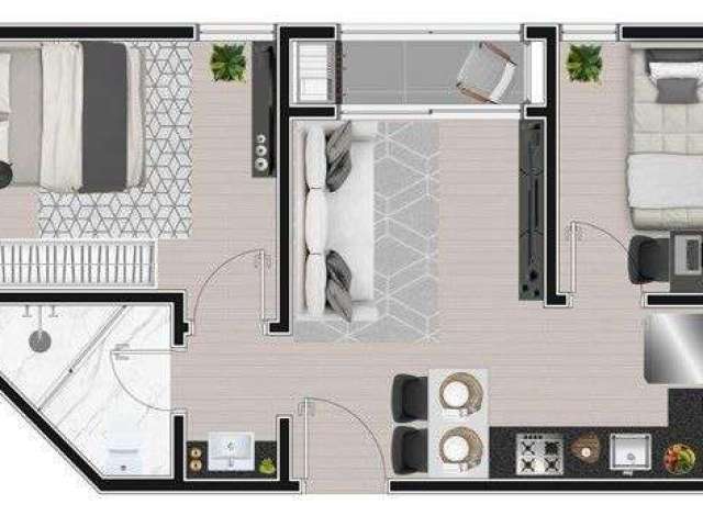 Apartamento com 2 quartos à venda na Rua Adviga Lipinski, 119, Cidade Industrial, Curitiba, 43 m2 por R$ 444.000