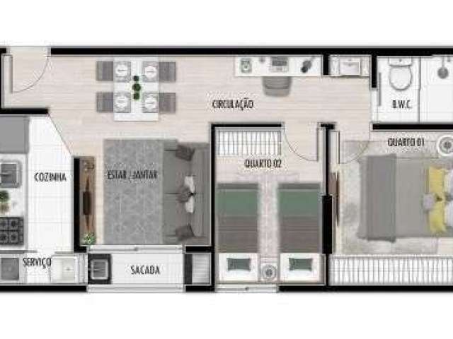 Apartamento com 2 quartos à venda na Rua Guilherme Pugsley, 2620, Água Verde, Curitiba, 44 m2 por R$ 429.000