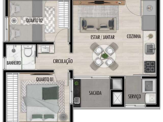 Apartamento com 2 quartos à venda na Rua Orestes Códega, 524, Pinheirinho, Curitiba, 43 m2 por R$ 452.000