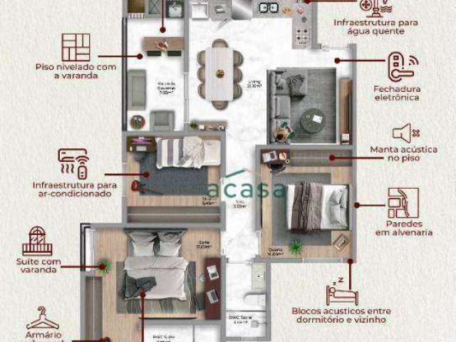 Apartamento com 3 dormitórios à venda, 72 m² por R$ 622.047,00 - Neva - Cascavel/PR