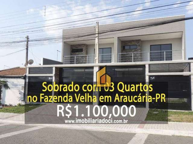 Sobrado com 3 dormitórios à venda, 190 m² por R$ 1.100.000,00 - Fazenda Velha - Araucária/PR