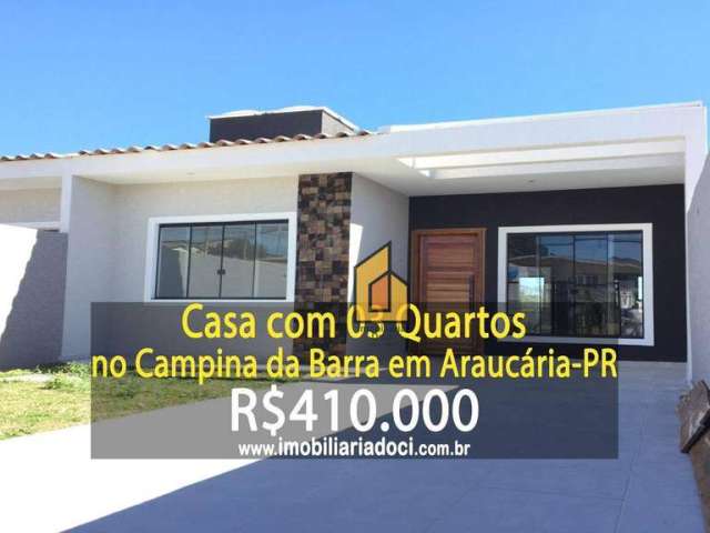 Casa com 3 dormitórios à venda, 70 m² por R$ 410.000,00 - Campina da Barra - Araucária/PR