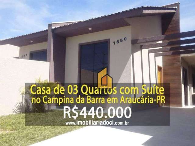 Casa com 3 dormitórios à venda, 70 m² por R$ 440.000,00 - Campina da Barra - Araucária/PR