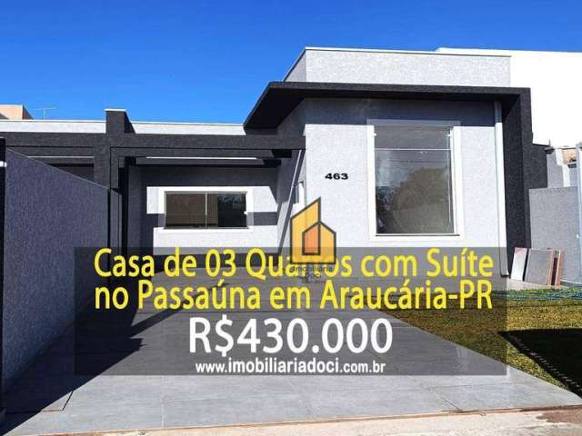 Casa com 3 dormitórios à venda, 70 m² por R$ 430.000,00 - Passauna - Araucária/PR