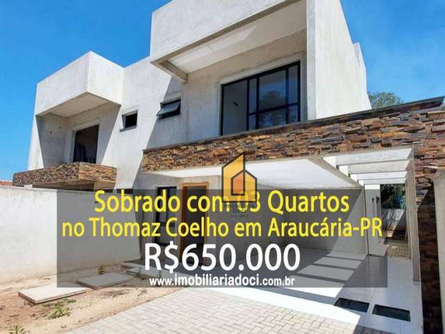 Sobrado com 3 dormitórios à venda, 140 m² por R$ 650.000,00 - Thomaz Coelho - Araucária/PR