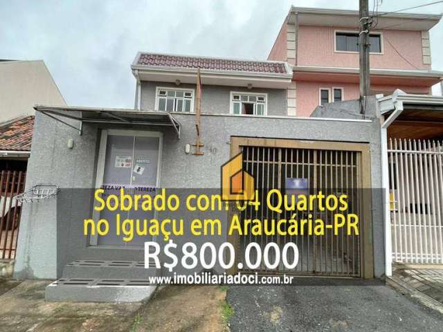 Sobrado com 4 dormitórios à venda, 120 m² por R$ 800.000,00 - Iguaçu - Araucária/PR