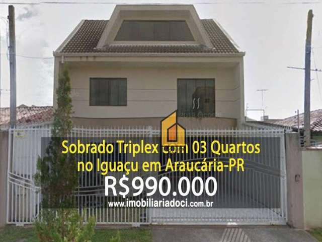 Sobrado com 3 dormitórios à venda, 203 m² por R$ 990.000,00 - Iguaçu - Araucária/PR