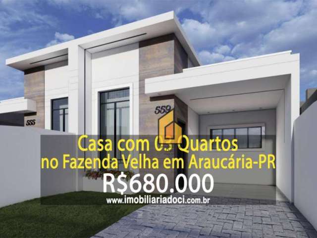 Casa com 3 dormitórios à venda, 98 m² por R$ 680.000,00 - Fazenda Velha - Araucária/PR