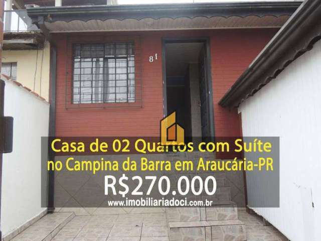 Casa com 2 dormitórios à venda, 65 m² por R$ 270.000,00 - Campina da Barra - Araucária/PR