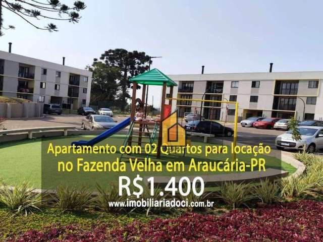 Apartamento com 02 Quartos no Fazenda Velha em Araucária-PR  - Locação por R$1.400  - Incluindo água, gás e condomínio