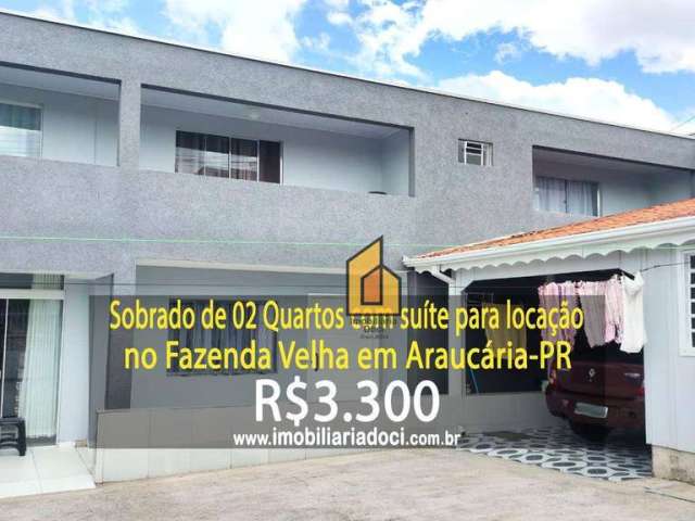 Sobrado para locação com 02 Quartos no Fazenda Velha em Araucária-PR - Locação por R$3.300