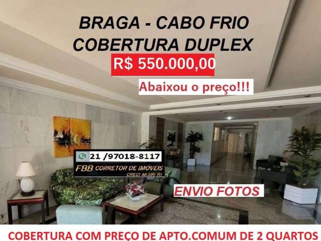 Cobertura para Venda em Cabo Frio, Braga, 2 dormitórios, 1 suíte, 3 banheiros, 1 vaga