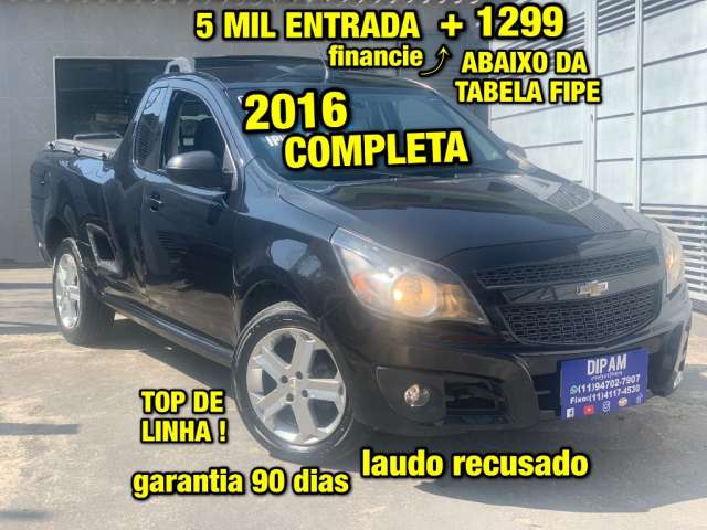 CHEVROLET MONTANA SPORT 1.4 FLEX 2016 COMPLETA PRETA 